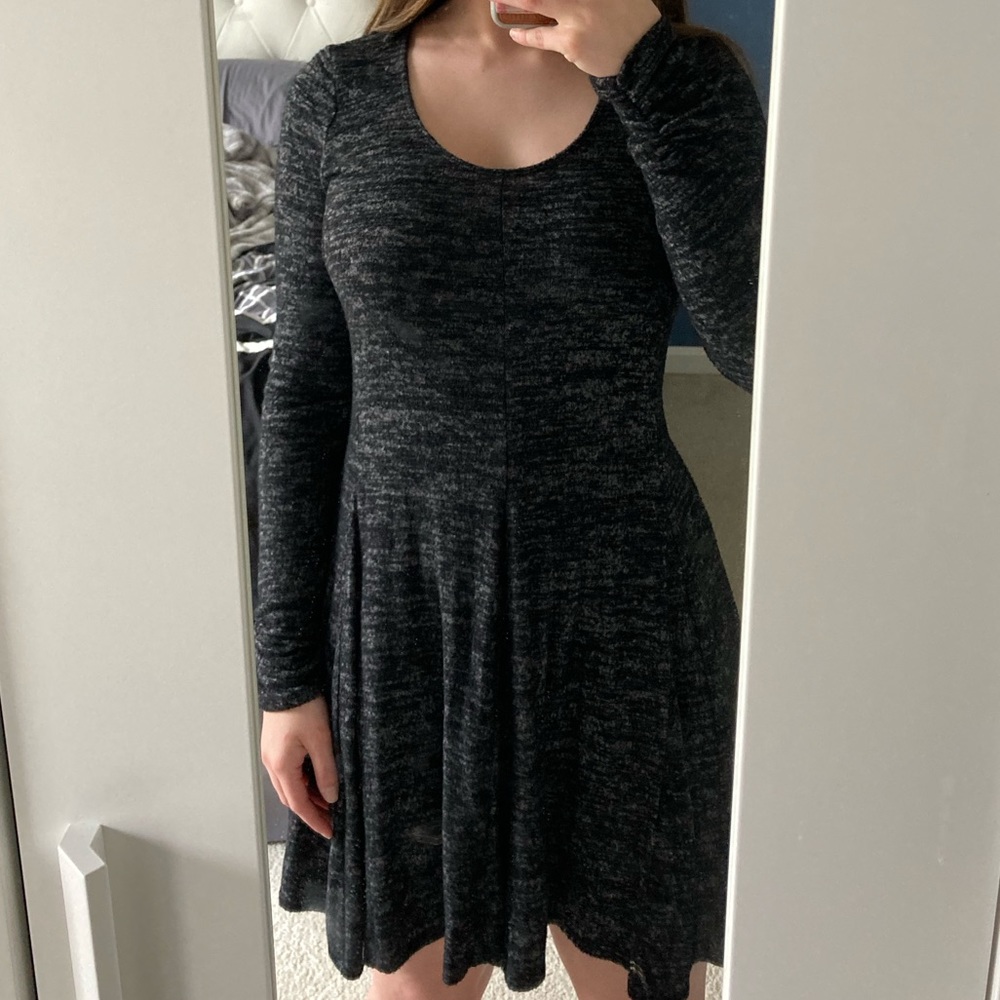 Hollister Black and Gray Midi Dress